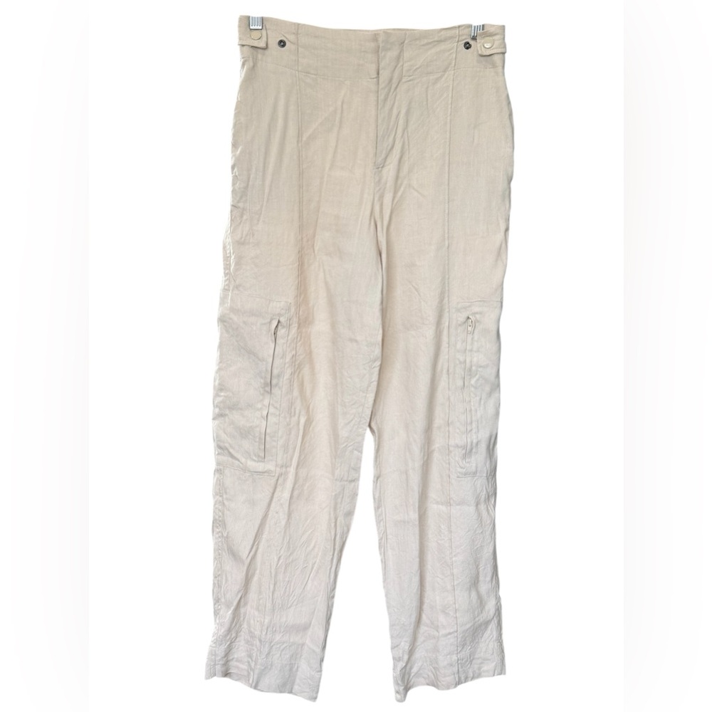 Jason Wu Linen Blend Cargo Pants Cream Straight Leg Lightweight Women’s